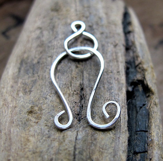 Sterling Silver Eye Clasp Swirl Hook Necklace Clasp, Handmade Bracelet Clasp.  Artisan Wire Supplies, Delicate Silver Necklace Closure -  Canada
