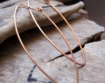 Marquise Hoop Earrings Long Hoop Earrings Marquise Shaped Hoops Elongated Earrings Modern Earrings, Ellipse hoops earrings Copper, Silver