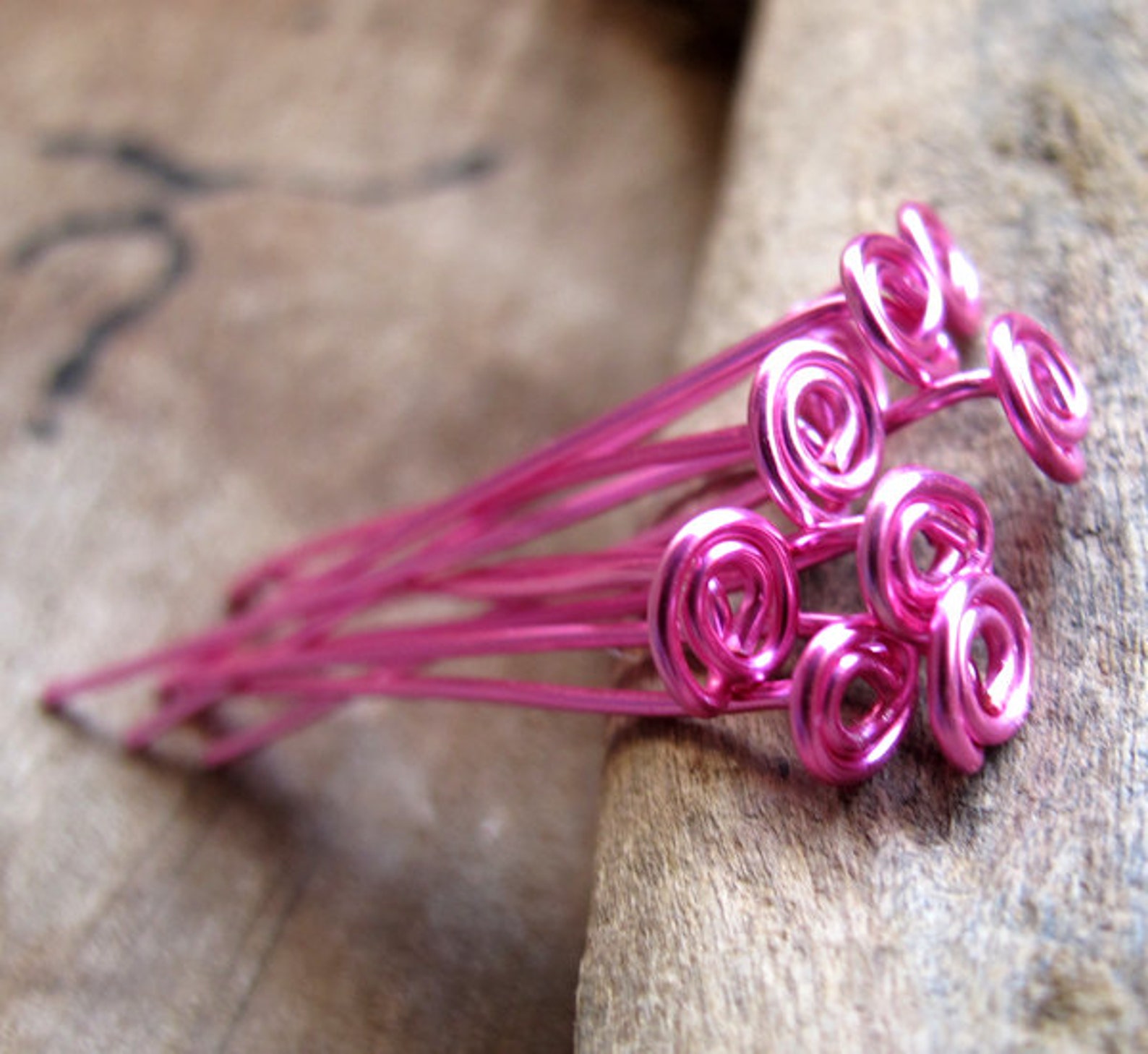 Pink Swil Headpins Set Fancy Head Pins 20 Gauge Long Head Etsy