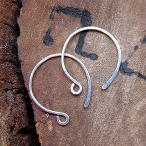 Open Hoop Ear Wires Earrings Sterling Silver Hoop Ear wires Round Hammered Earwires Handmade Earwires 20mm Hoops Ear wires Earrings