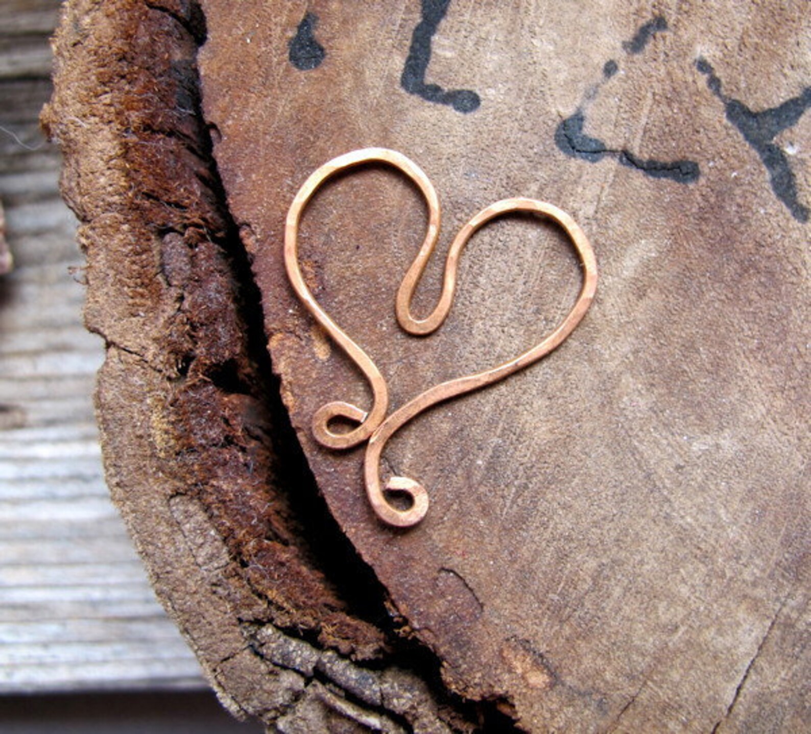 Valentine Rustic Copper Heart Pendant / Embellishment. Hand Etsy
