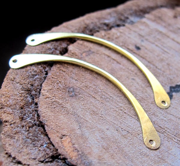 Brass Bar Necklace Connector 2 Inch Curved Pendant Stick 2 Etsy