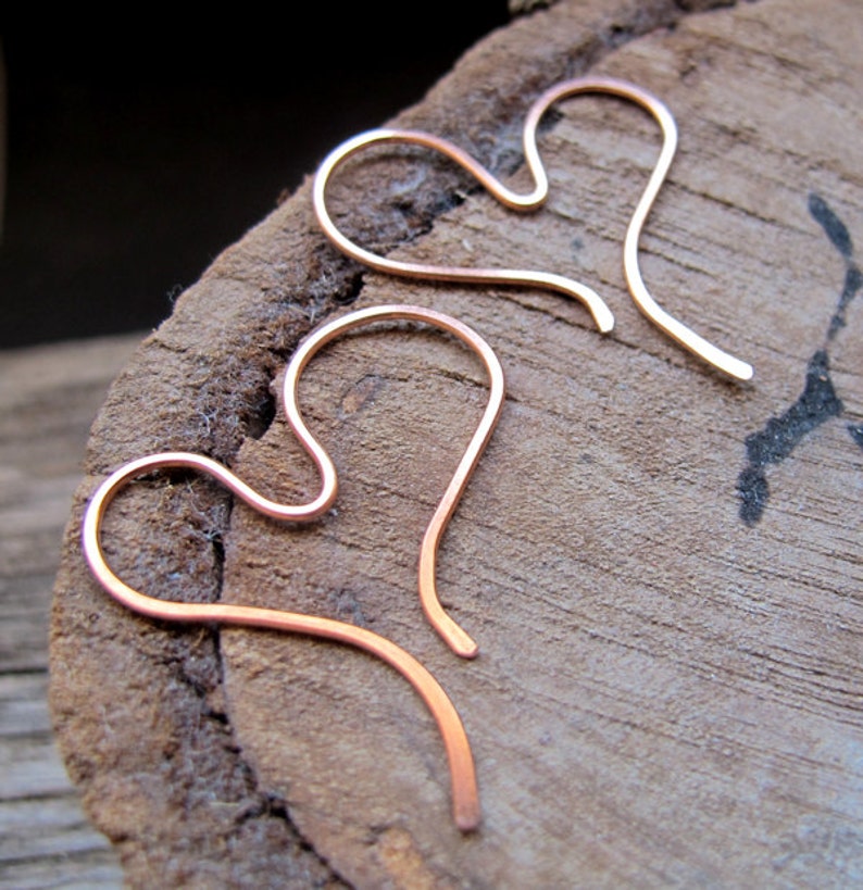 Copper Heart Earrings Love Wire Wrapped Ear Wire Earring Etsy
