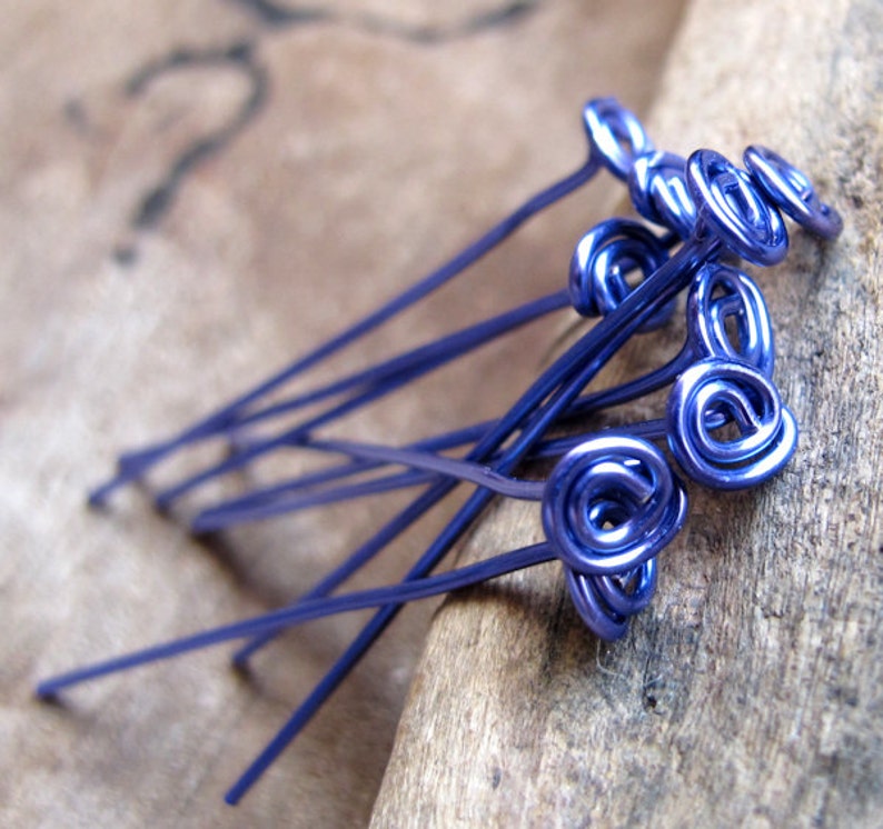 Swirl Headpins 1 5 Inch Fancy Head Pins Set Purple Etsy