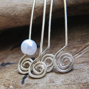 Sterling Silver Headpins Hammered Spirals 20 gauge, Swirl Sterling Eye Pins Set 1.5 inch Spiral pins for Earrings Jewelry Supplies dangles image 1