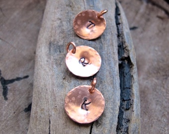 Custom Initial Charm Artisan Personalized Add On, Letter Copper Disc for Necklace Hammered Texture, Add a Tag - Hammered Tags / Initial Tags