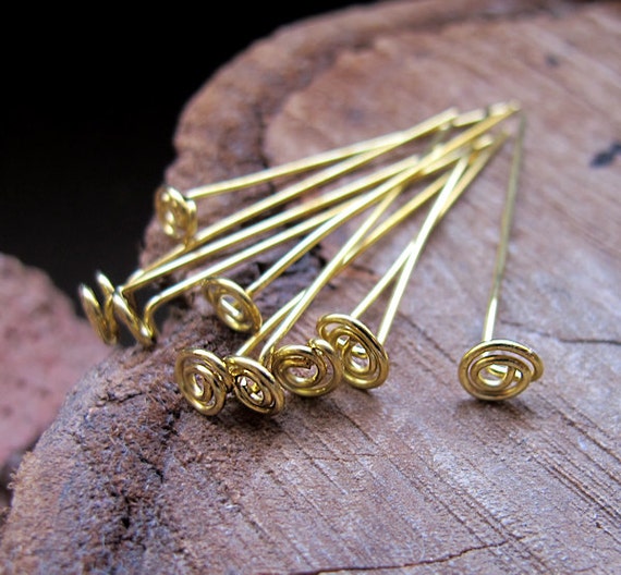 Decorative Headpins. Artisan Brass Head Pins 22 Gauge. Wire 