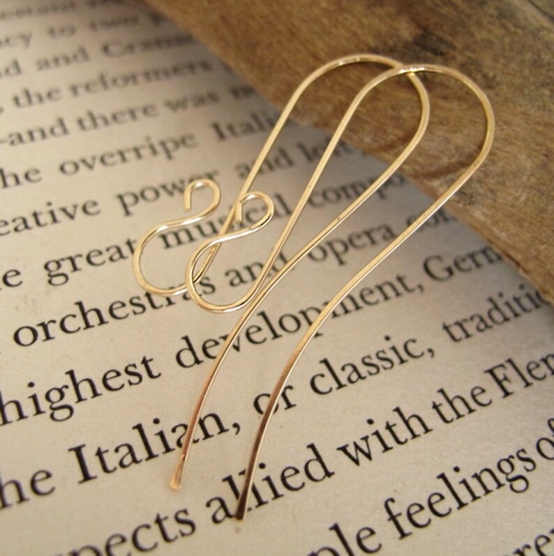 Artisan Ear wires Earrings 14k Gold Filled Ear wires 20 gauge 1 3/4 inch Long French Styled Earwires Earrings findings Handmade Ear wires image 4