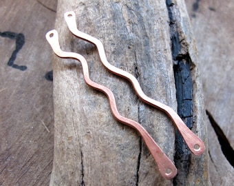 Hammered Bars, 2 inch Long Sticks, Earring Dangles Components, Artisan Jewelry Supplies Wave Connectors 50mm Handmade supplies Copper sticks