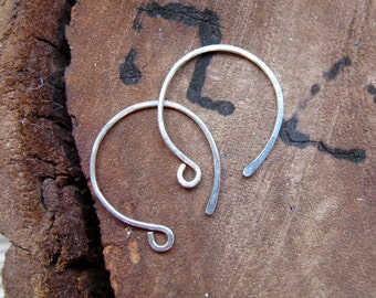 Open Hoop Ear Wires Earrings Sterling Silver Hoop Ear wires Round Hammered Earwires Handmade Earwires 20mm Hoops Ear wires Earrings