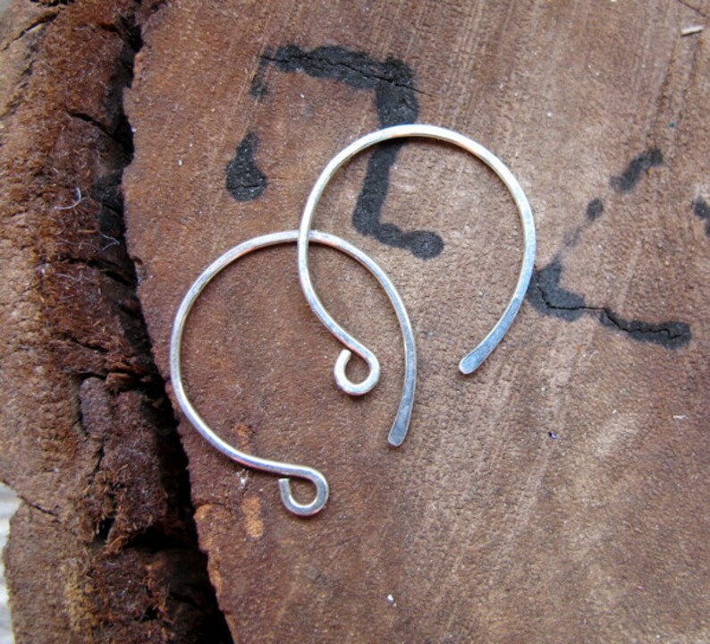 Sterling Silver Hoop Ear wires Hand Forged Ear Wires 34 inch Earrings Handmade Earwires Hoops Ear wires Round Hammered Earwires