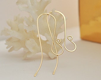 Artisan Ear wires Earrings 14k Gold Filled Ear wires 20 gauge 1 3/4 inch Long French Styled Earwires Earrings findings Handmade Ear wires