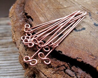 22 gauge Bronze Head pins 1.5 inch Length Handmade copper enameled Bow Eye Pins Infinity shaped Jewelry Findings. Artisan Bronze supplies