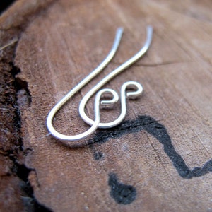 Swirl Sterling Silver Ear Wires 20 gauge, Argent Orecchini Findings, Elegant Earwires, Handmade Ear Wires Artisan small loop Earwires
