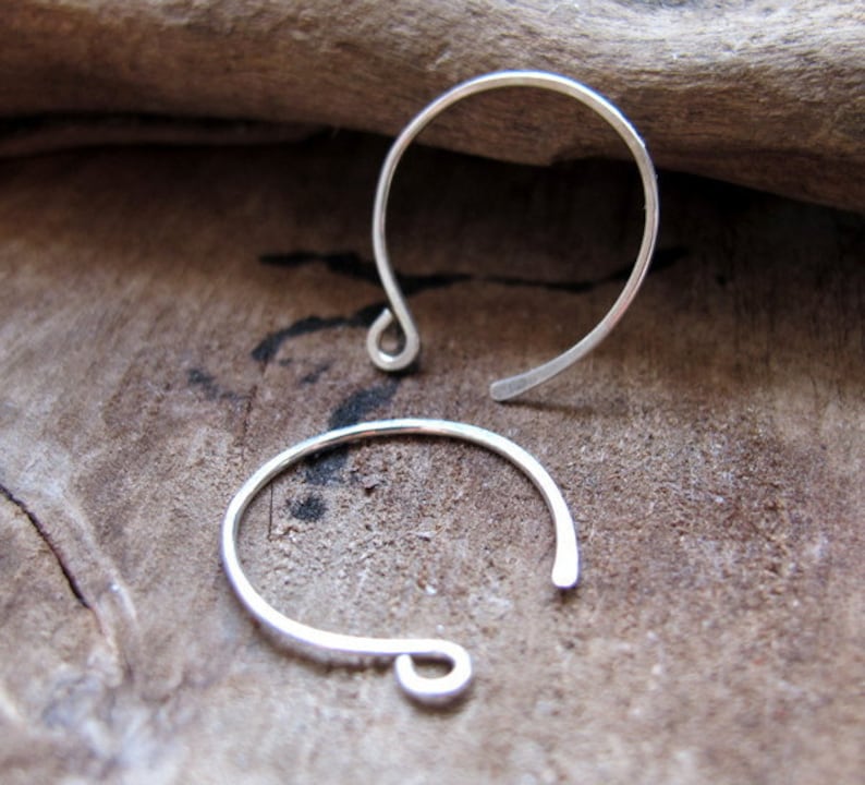 Sterling Silver Hoop Ear wires Hand Forged Ear Wires 34 inch Earrings Handmade Earwires Hoops Ear wires Round Hammered Earwires