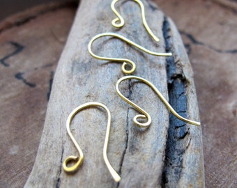 Gold Brass Earwires 1 inch - 20 gauge Earrings Ear Hook Findings -  Artisan Earwires - Ear hooks - Earrings Supplies