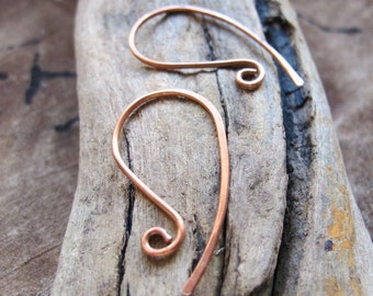 Copper Ear wires Earrings 20gauge Earwires Earring Components Rustic Rounded Jewelry Supplies Copper Supplies Findings Earrings