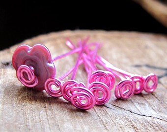 Pink Swil Headpins Set - Fancy Head Pins 20 gauge -  Long Head Pins 1.5 inch - Artisan Jewelry Supplies for earrings, necklaces Eye Pins