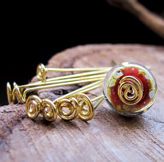 Artisan Swirl Head Pins 1.5 Inch Golden Brass Fancy Headpins 20 Gauge Set  Bead Findings Gold Eye Pins Set Earrings Components Gold Headpins 