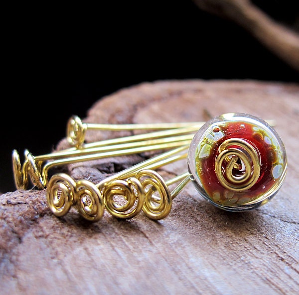 Artisan Swirl Head Pins 1.5 Inch Golden Brass Fancy Headpins 20