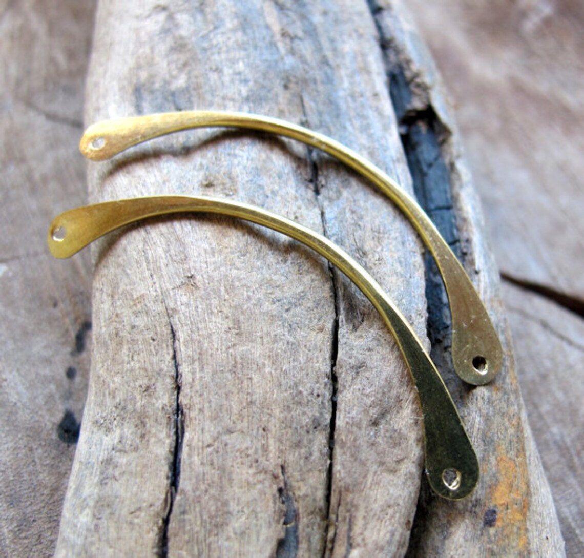 Brass Bar Necklace Connector 2 Inch Curved Pendant Stick 2 Etsy