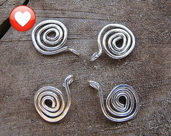 Sterling Silver Swirl Dangles Charms set Spiral Dangle for Necklace, Earrings. Set 4 pcs, Swirl Dangles, Drop Spirals, Handmade Findings