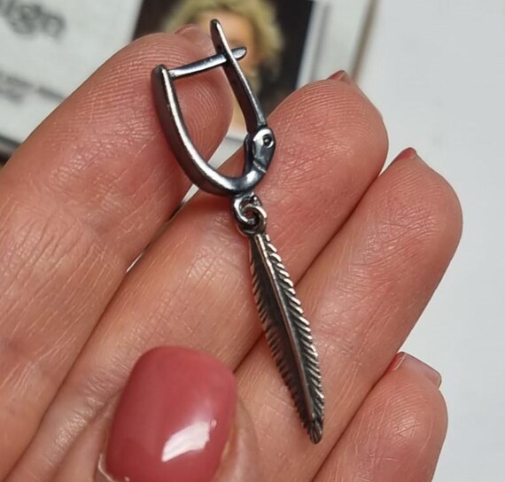 Feather Earring for Men Drop Dangle Earrings Waterproof Jewelry