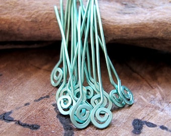 Spiral Turquoise Headpins Set Swirl copper Head Pins 22 gauge spiral sticks 1.5 inch Jewelry Findings Handmade Findings Earrings components