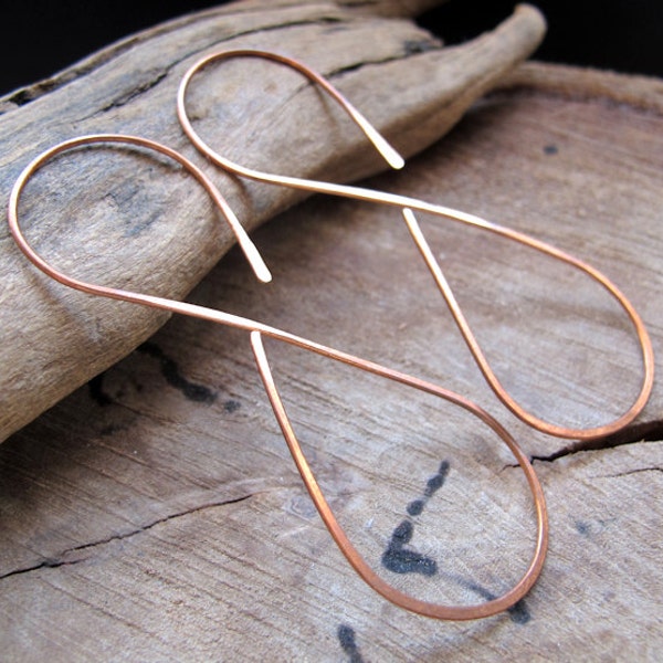 2.5 inch Figure 8 Earrings Copper Infinity shaped Hoop Earrings Geometric Hoops Infinity Hoops Artisan Earrings. Unique Geometric Earrings