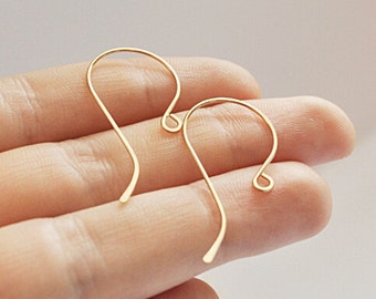 Artisan Gold Ear Wires 1.5 inch Hook Hoop Earwires 20 gauge Handmade Ear hooks Earrings supplies Gold Earwires Round Top Earwires Handmade