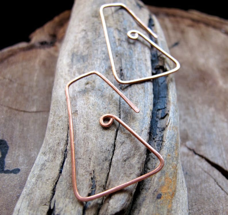 Square Hoop Ear Wires Copper Earwires 20 Gauge Geometric Ear Etsy