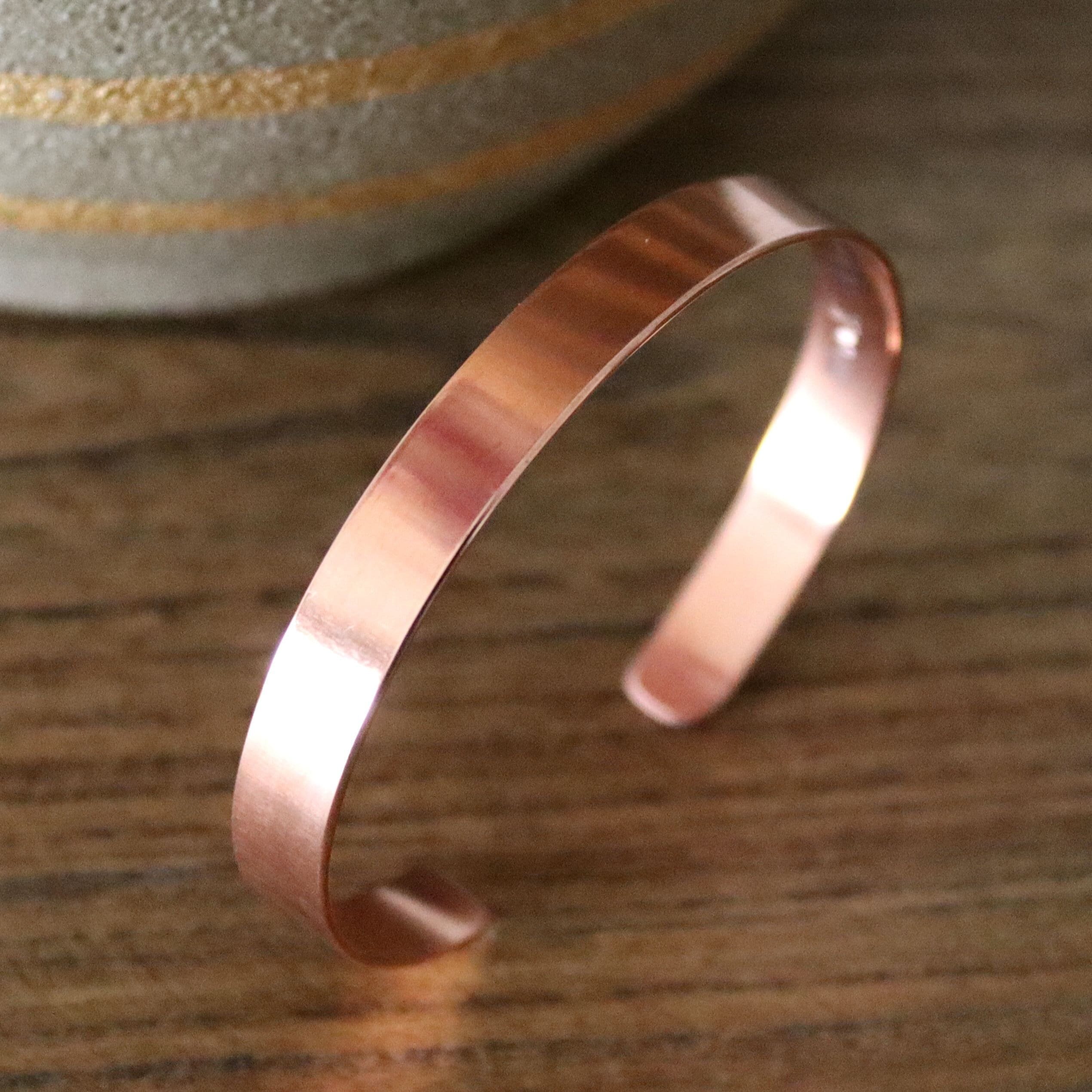 Flat Copper Cuff Bracelet Custom Engraving Forged Bangle Cuff Copper 7…