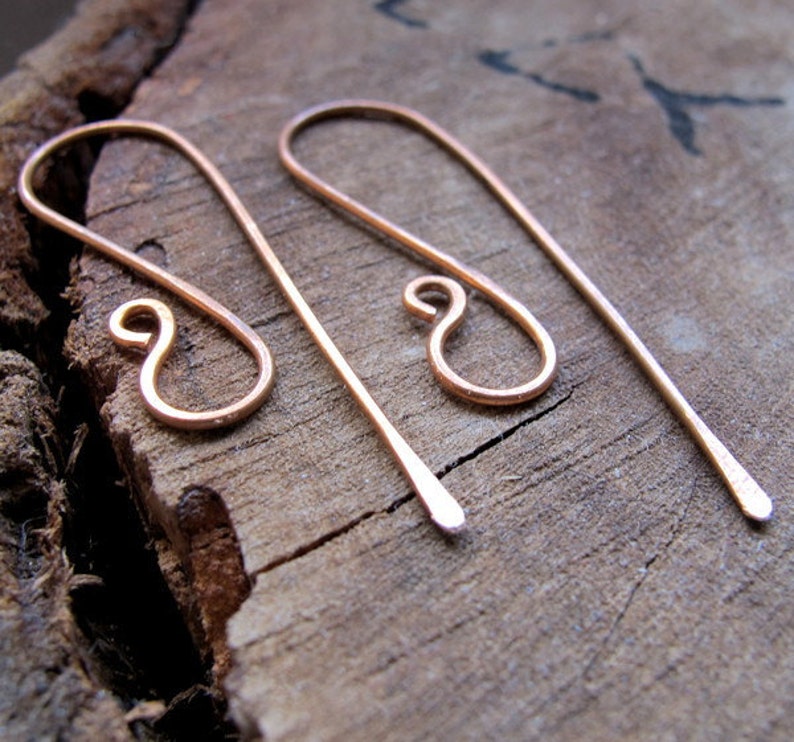 Artisan Copper Ear Wires 20 Gauge. Handmade Long Earwires Etsy