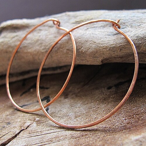 Copper Hoop Earrings XL 3 Inch Hoops - Etsy