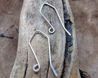 Sterling Silver Ear Wires Earrings Findings Earwires Handmade Jewelry Supplies Geometric Ear Wires Handmade Ear Wires long Artisan earwires
