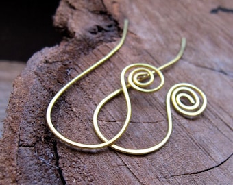 Handmade Spiral Earwires Earrings, Gold Swirl Ear wires, Artisan Earrings findings, Elegant Earwires in Brass , Gold Filled, Sterling silver