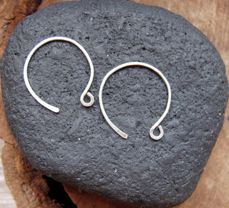 Sterling Silver Hoop Ear wires Hand Forged Ear Wires 34 inch Earrings Handmade Earwires Hoops Ear wires Round Hammered Earwires