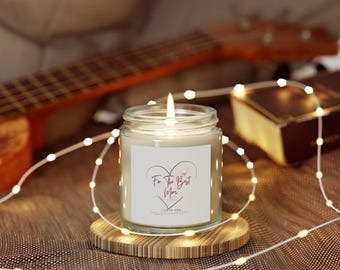 Candela a forma di cuore "Per la mamma migliore" / Barattolo di cera al cocco e albicocca