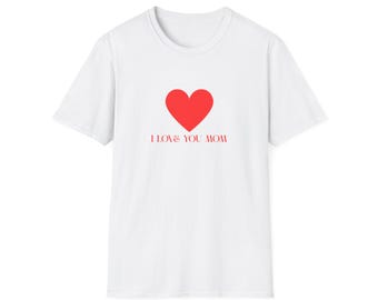 Maglietta con cuore rosso "Ti voglio bene mamma" / Maglietta per la festa della mamma