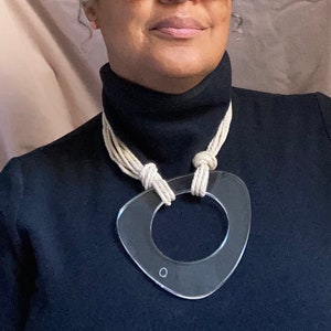 Upcyled/recycled lucite cord necklace - retrotriangle - plain