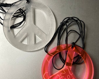 Clairely jewelry  Peace sign in hot pink and opal