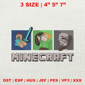 Pixel Gamer Embroidery Design, Game Inspired Embroidery Design, Movie Cartoon Embroidery Design