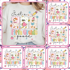 Back to School Silly Goose PNG Bundle, Coquette Teacher First Day of School Shirt Design, Preppy Floral Sublimation, Pre-k 1st/2nd/3rd/4th