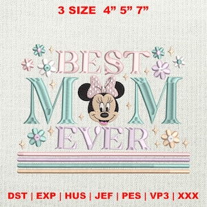 Mouse And Friend Embroidery, Magic Kingdom Embroidery Design, Mouse Cartoon Embroidery File, Best Mom Ever Embroidery, Instant Download