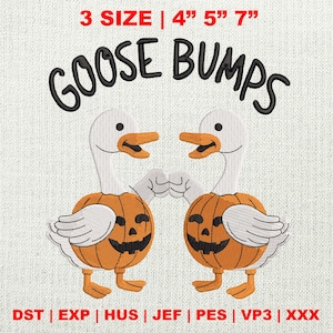 Gänsehaut Stickdatei, Halloween Goose Stickdatei mit Gruselige Vibes und Humor für Herbst Projekte