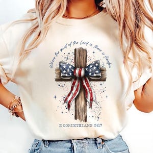 Retro American Flag Cross Png, Christian 4th Of July Png, Fourth Of July Png, Independence Day Png, Faith Love Freedom, God Bless America