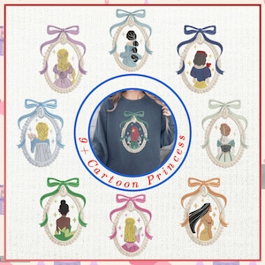 Magic Kingdom Embroidery Bundle Design, Princess Family Embroidery Design, Princess Locket Coquette Embroidery Design, Girl Trip