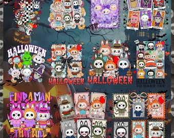 15+ Cute Spooky Doll Monster Characters Bundle Png, Pumpkin Doll For Kids Girls Png, Monster Doll Horror Png, Halloween Monster Dolls Png