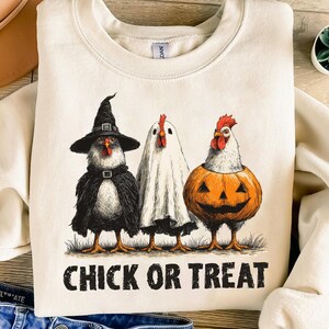 Retro Halloween Chicken Png, Chick Or Treat Png, Funny Spooky Chicken Png, Trendy Halloween Shirt Design, Spooky Season Png, Pumpkin Png