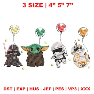 Cartoon War Movie Characters Embroidery Design, Sience Fiction Movie Characters Embroidery Design, Television Series Embroidery Design